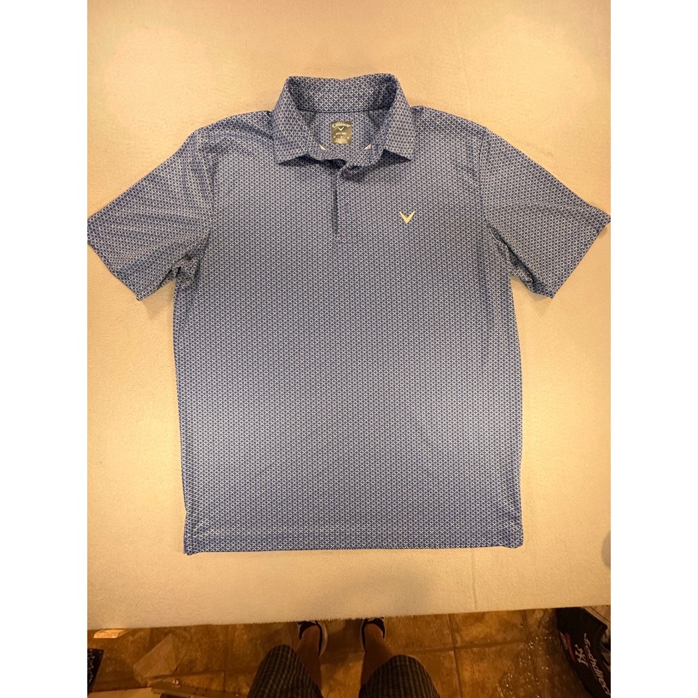 Callaway Opti-Dri Mens Golf Polo Shirt Blue Geometric Print Size Medium